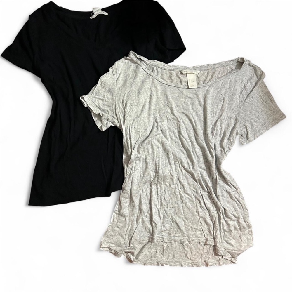 H&M Black and Gray Short Sleeve Tees